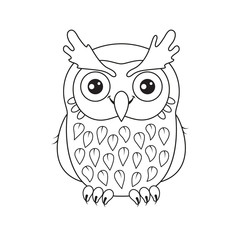Owl outline drawing. Vector Illustration.