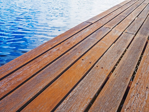 Wooden path stair for walking relaxing seaside or revier side. Lifestyle on holiday or vacation.