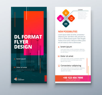 Dark DL Flyer design with square shapes, corporate business template for dl flyer. Creative concept flyer or banner layout.