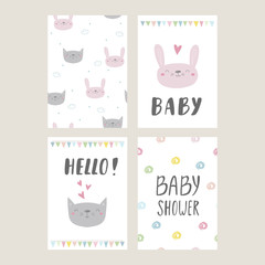 Baby Shower card design. Cute hand drawn . vector print