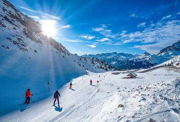 Skifahren am Sass Pordoi, Sellagruppe, Dolomiten