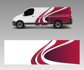 van decal wrap design vector for Company branding . Graphic wrap decal and sticker template vector © Saiful
