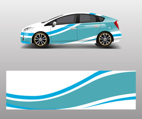 Car decal wrap design vector with wave element . Graphic abstract wave shapes racing for vehicle, race car template design vector