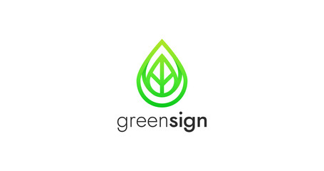 Linear eco leaf logo icon sign vector design.