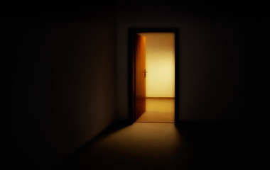 Light entering through open doors in room