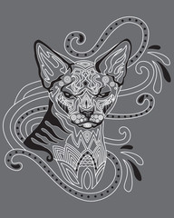 Monochrome ornamental cat 8