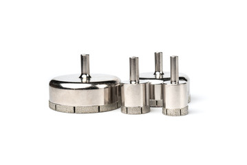 Diamond core drills for tiles isolated on white background.