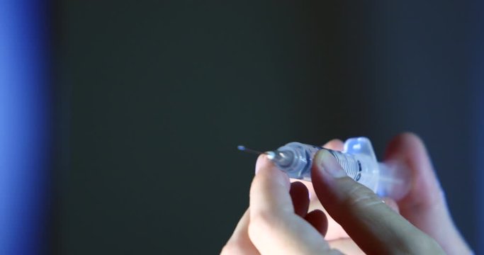 Scientist Research In Laboratory. Injection, Vaccine, Covid-19, Coronavirus