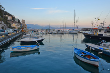 Fototapeta na wymiar View of a town on the Amalfi coast in Italy