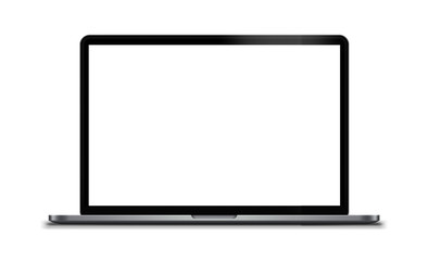 laptop showing blank screen on white background - obrazy, fototapety, plakaty