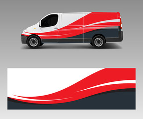 Van Wrap design template vector with wave shapes, decal, wrap, and sticker template vector - obrazy, fototapety, plakaty