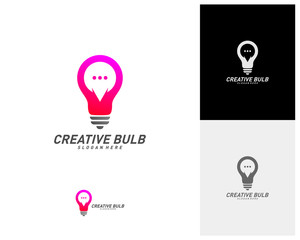 Creative Bulb chat logo design vector. Consult Bulb logo template. icon symbol