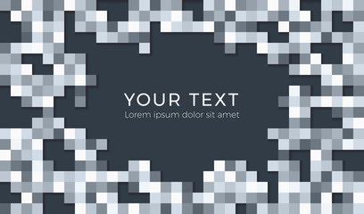 Abstract tiles background illustration with your text or your message. Seamless grayscale squares background with shadows for card or poster. 