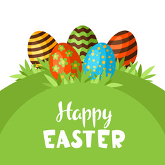 Happy Easter background with holiday items.