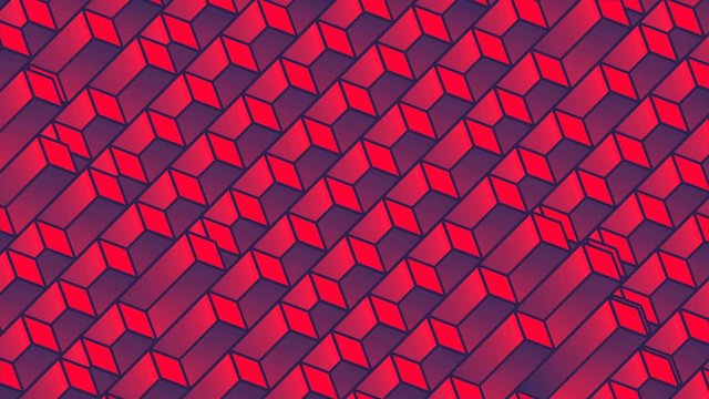 Isometric pattern motion diagonal rectangles. 3d render loop animation. 4K, UHD