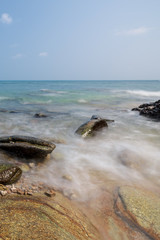 beautiful blue sky tropical paradise coast beach ocean summer sea view at PP Island, Krabi, Phuket, Thailand.