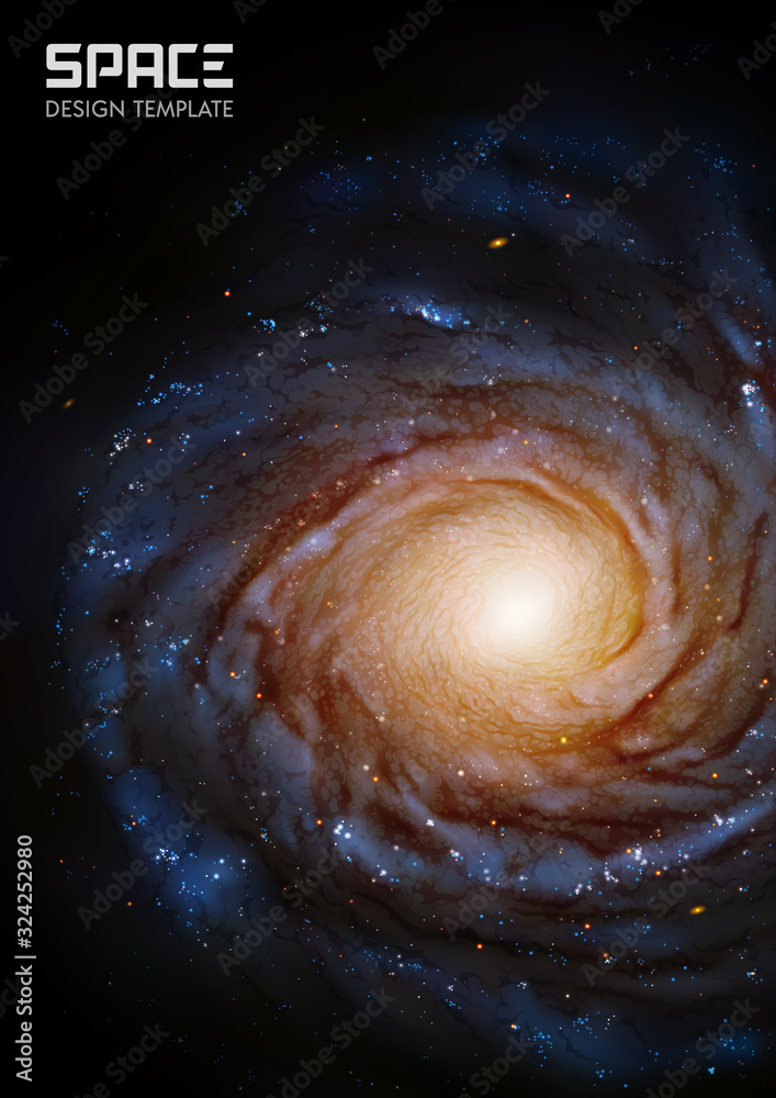 Sticker spiral galaxy. space vector background. elements of this image furnished by nasa