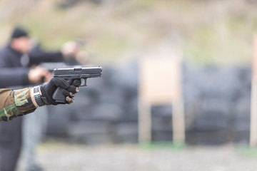 police, army and border police gun training. firing weapons and pistols. gun shooting exercise....