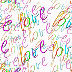 rainbow love text. Love pattern on white. colorful lettering. Pride concept. LGBTQ Pattern.  Love concept. Print, packaging, wallpaper, textile, fabric design