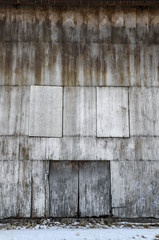rusty corrugated metal warehouse wall