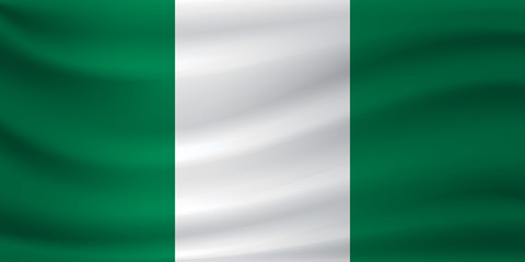 Waving flag of Nigeria. Vector illustration