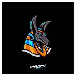 Anubis Esport gaming mascot logo template Vector. Modern Head Anubis Logo Vector, Illustration
