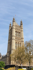 Fototapeta na wymiar Houses of Parliament London UK view from Abingdon Street Gardens