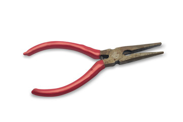 red pliers on a white background,with clipping path