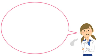 ため息をつく学生　ふきだし