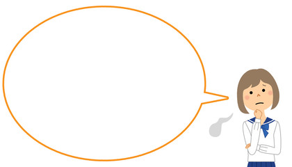 ため息をつく学生　ふきだし