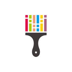 colorful paint brush symbol watercolors line design logo vector