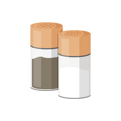 Vector illustration of salt and pepper shakers. Isolated on white background.