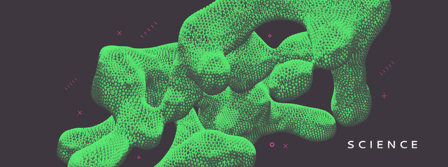 3d organic structure. Futuristic technology style. Vector illustration for science, chemistry or education.