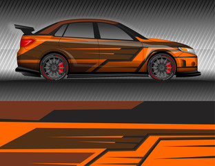 Obraz premium Car livery wrap decal, rally race style vector illustration abstract background