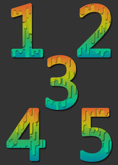 Set of gradient numbers. 1, 2, 3, 4, 5