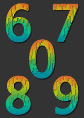 Set of gradient numbers. 6, 7, 8, 9, 0