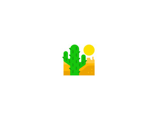 Cactus vector flat icon. Isolated sunny desert with cactus emoji illustration 