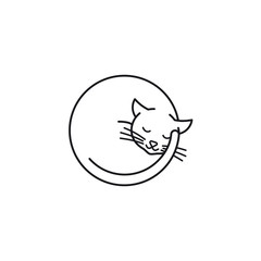 Sleeping cat line icon vector