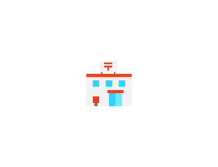 Post Office vector flat icon. Isolated Japanese Post Office Building emoji illustration 