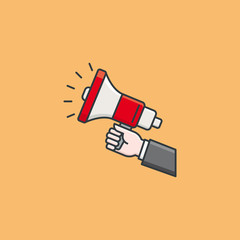 Hand holding megaphone vector illustration for Speech Day