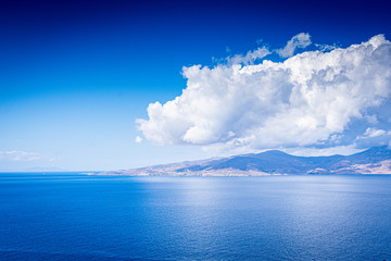 Blue sky view from Mykonos Island in Greece