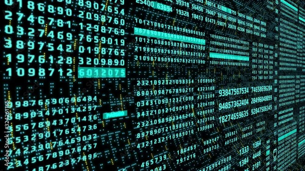 Poster Digital Data Binary Code Futuristic Number Element Cyber Technology Transfer. Graphic Motion Character Statistics Monitor Display Background.