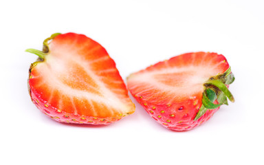 Fresh red strawberries on a white background