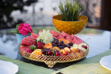 a plate of fresh fruit