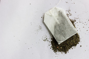 Bag of tea on white background