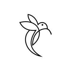 simple creative line hummingbird logo vector