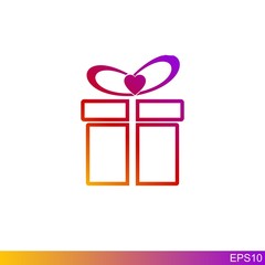 gift and ribbon icon with a heart.Gift card icon vector. Trendy flat design style on white background. vector illutration