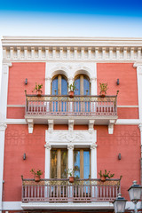 red pink apartment with balcony. San Severo, Italy