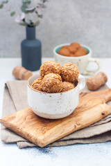 Luxury handmade chocolate bonbon assortment of delicious decorative round truffles for a celebration