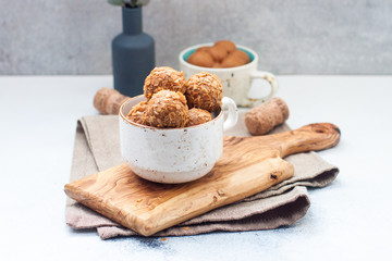 Luxury handmade chocolate bonbon assortment of delicious decorative round truffles for a celebration